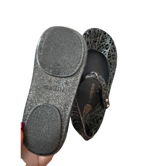 MINI MELISSA x Campana Girls Black Mary Janes Flats Size 10 - Picture 2 of 8